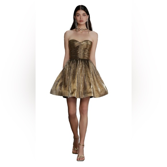 Bronx And Banco Florence Strapless Gold Mini Dress. - Picture 6 of 13